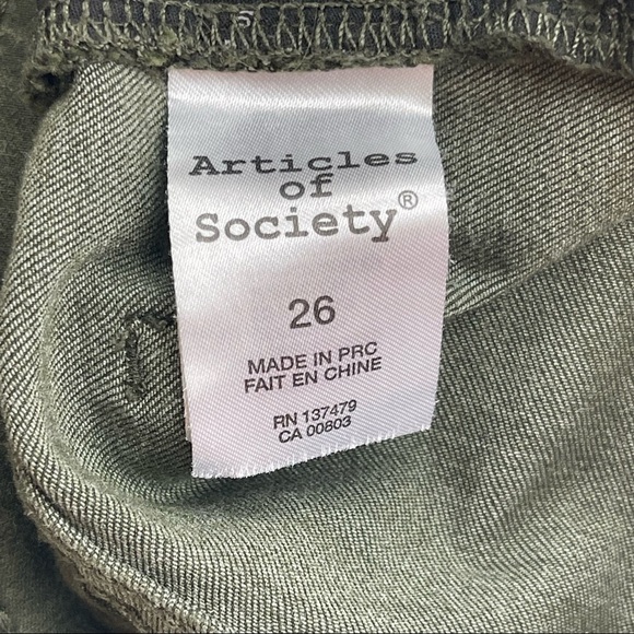 Articles of Society Stephanie Ster Hem Folsom Skinny Olive Jeans Size 26 - Picture 9 of 11
